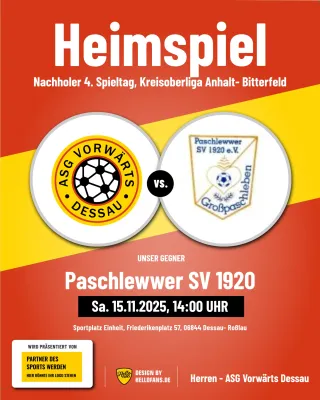 (1M) Nachholspiel des 4. Spieltags- Paschleben zu Gast bei der ASG