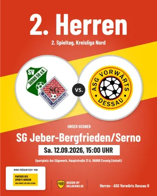 (2M) Auswärts in Jeber- Zweite zu Gast bei der SG